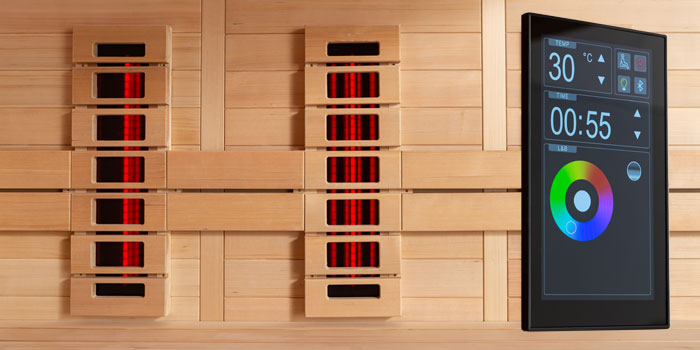 Pannello di controllo digitale per regolazione temperatura e tempo della cabina a infrarossi